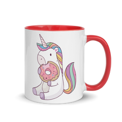 Einhorn isst Donut | Zweifarbige Tasse