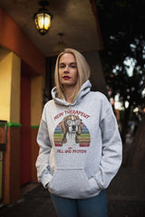 Süßer Beagle | Lustiger Spruch | Mein Therapeut hat Fell und Pfoten | Unisex Kapuzenpullover Hoodie in Arktikweiß in Größe L