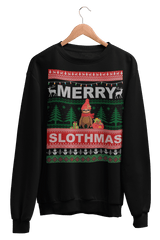 Merry Slothmas | Ugly Christmas Sweater mit Faultier | Unisex Pullover in Jet Black in Größe S