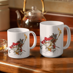 Zeigt 2 Kaffeetassen mit Audruck "Barbarian Chinchilla Brothers" für Chinchillahalter