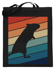 Süße Wüstenrennmaus | Vintage Streifen | Jutebeutel in Blau in Größe 38cm-42cm