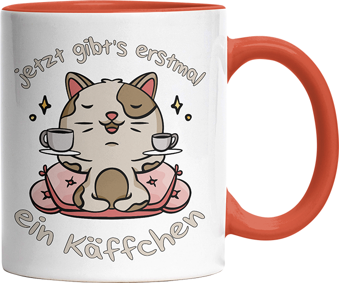 Jetzt gibts erstmal ein Käffchen Katze 3 Witzige Orange Tasse kaufen Geschenk
