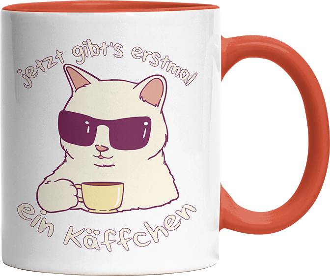 Jetzt gibts erstmal ein Käffchen Katze 4 Witzige Orange Tasse kaufen Geschenk