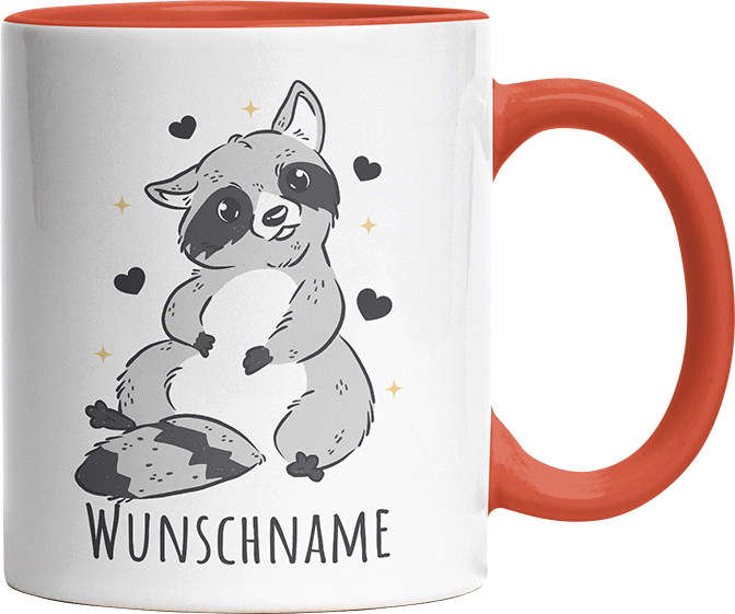 Waschbär Personalisierbar Name Witzige Orange Tasse kaufen Geschenk