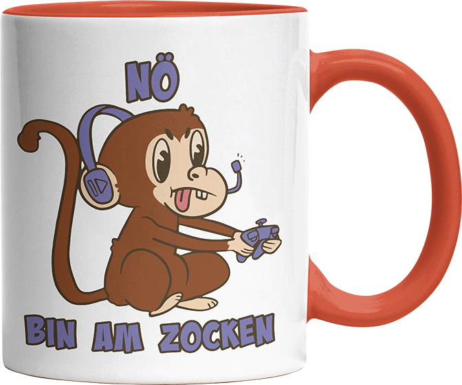 Affe Nö bin am zocken Witzige Orange Tasse kaufen Geschenk