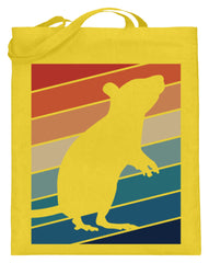 Zeigt ratten vintage motiv retro chic fur rattenhalter jutebeutel mit langen henkeln 1 in Farbe Zinkgelb