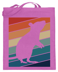 Zeigt ratten vintage motiv retro chic fur rattenhalter jutebeutel mit langen henkeln 1 in Farbe Schwarz