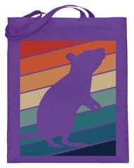 Zeigt ratten vintage motiv retro chic fur rattenhalter jutebeutel mit langen henkeln 1 in Farbe Violett