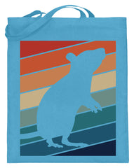 Zeigt ratten vintage motiv retro chic fur rattenhalter jutebeutel mit langen henkeln 1 in Farbe Hellblau