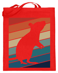 Zeigt ratten vintage motiv retro chic fur rattenhalter jutebeutel mit langen henkeln 1 in Farbe Rubinrot