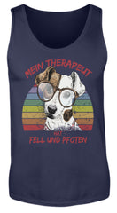 Zeigt susser foxterrier cooler spruch mein therapeut hat fell und pfoten retro herren tanktop in Farbe White