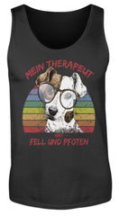 Zeigt susser foxterrier cooler spruch mein therapeut hat fell und pfoten retro herren tanktop in Farbe White