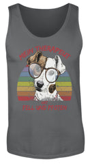 Zeigt susser foxterrier cooler spruch mein therapeut hat fell und pfoten retro herren tanktop in Farbe White