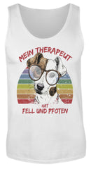 Süßer Foxterrier | Cooler Spruch | Mein Therapeut hat Fell und Pfoten | Retro | Herren Tank Top in White in Größe S