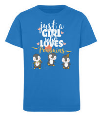 Zeigt just a girl who loves penguins kinder organic t shirt in Farbe Black