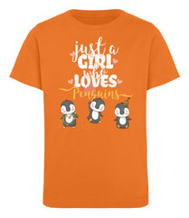 Zeigt just a girl who loves penguins kinder organic t shirt in Farbe Black