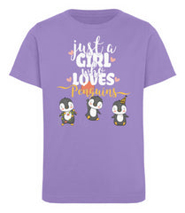 Zeigt just a girl who loves penguins kinder organic t shirt in Farbe Ocean Depth