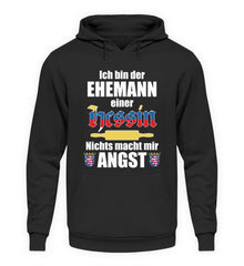 Lustiger Spruch Ehemann Hessin | Unisex Kapuzenpullover Hoodie in Jet Black in Größe S