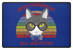 Zeigt susser kater cooler spruch mein therapeut hat fell und pfoten retro katze fussmatte in Farbe Royal Blau