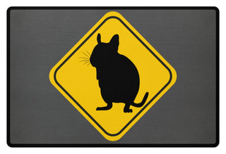 Achtung Degus! | Geschenk für Deguhalter | Fußmatte in Schwarz in Größe 60x40cm