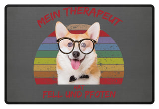 Welsh Corgi | Lustiger Spruch Geschenk | Fußmatte in Schwarz in Größe 60x40cm
