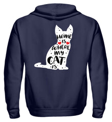 Home Is Where My Cat Is | Zipper Hoodie in Navy in Größe S
