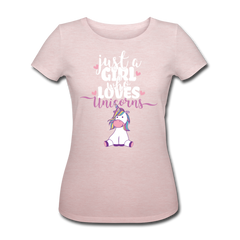 Just A Girl Who Loves Unicorns | Frauen Bio-T-Shirt - Rosa-Creme meliert