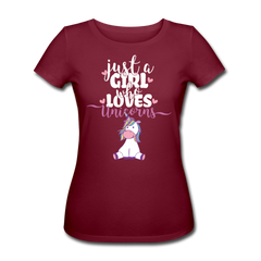 Just A Girl Who Loves Unicorns | Frauen Bio-T-Shirt - Burgunderrot