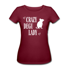 Crazy Degu Lady | Frauen Bio T-Shirt - Burgunderrot