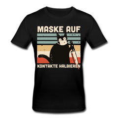 Maske auf Murder Cat | Männer Bio T-Shirt - Schwarz