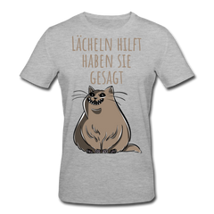 Lächeln hilft haben sie gesagt | Männer Bio-T-Shirt - Grau meliert