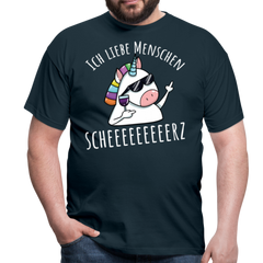 Ich liebe Menschen Einhorn | Männer T-Shirt - Navy