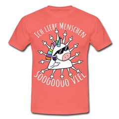 Stinkefinger Einhorn | Männer T-Shirt - Koralle