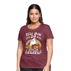 29 Einhorn | Frauen Premium T-Shirt - Bordeauxrot meliert