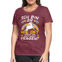 29 Einhorn | Frauen Premium T-Shirt - Bordeauxrot meliert