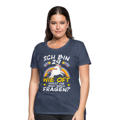 29 Einhorn | Frauen Premium T-Shirt - Blau meliert