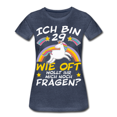 29 Einhorn | Frauen Premium T-Shirt - Blau meliert