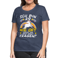 29 Einhorn | Frauen Premium T-Shirt - Blau meliert