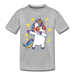 Dab Einhorn | Kinder Premium T-Shirt - Grau meliert