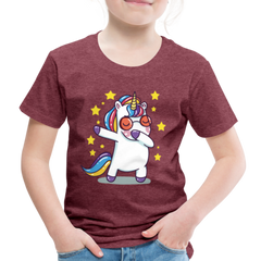 Dab Einhorn | Kinder Premium T-Shirt - Bordeauxrot meliert