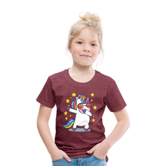 Dab Einhorn | Kinder Premium T-Shirt - Bordeauxrot meliert