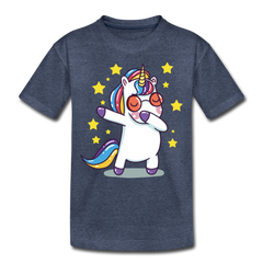 Dab Einhorn | Kinder Premium T-Shirt - Blau meliert
