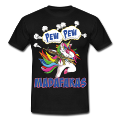 Pew Pew Dab Einhorn | Männer T-Shirt - Schwarz