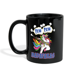 Pew Pew Madafakas Einhorn | Einfarbige Tasse - Schwarz