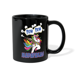 Pew Pew Madafakas Einhorn | Einfarbige Tasse - Schwarz