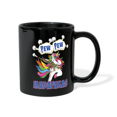 Pew Pew Madafakas Einhorn | Einfarbige Tasse - Schwarz