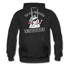 Ich liebe Menschen Einhorn | Men’s Premium Hoodie - Schwarz
