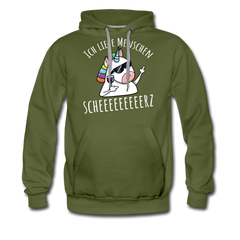 Ich liebe Menschen Einhorn | Men’s Premium Hoodie - Olivgrün
