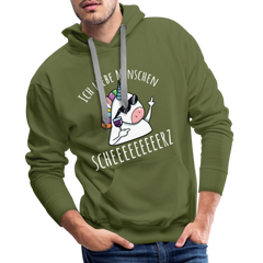 Ich liebe Menschen Einhorn | Men’s Premium Hoodie - Olivgrün