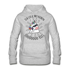 Ich liebe Menschen Einhorn | Frauen Hoodie - Hellgrau meliert